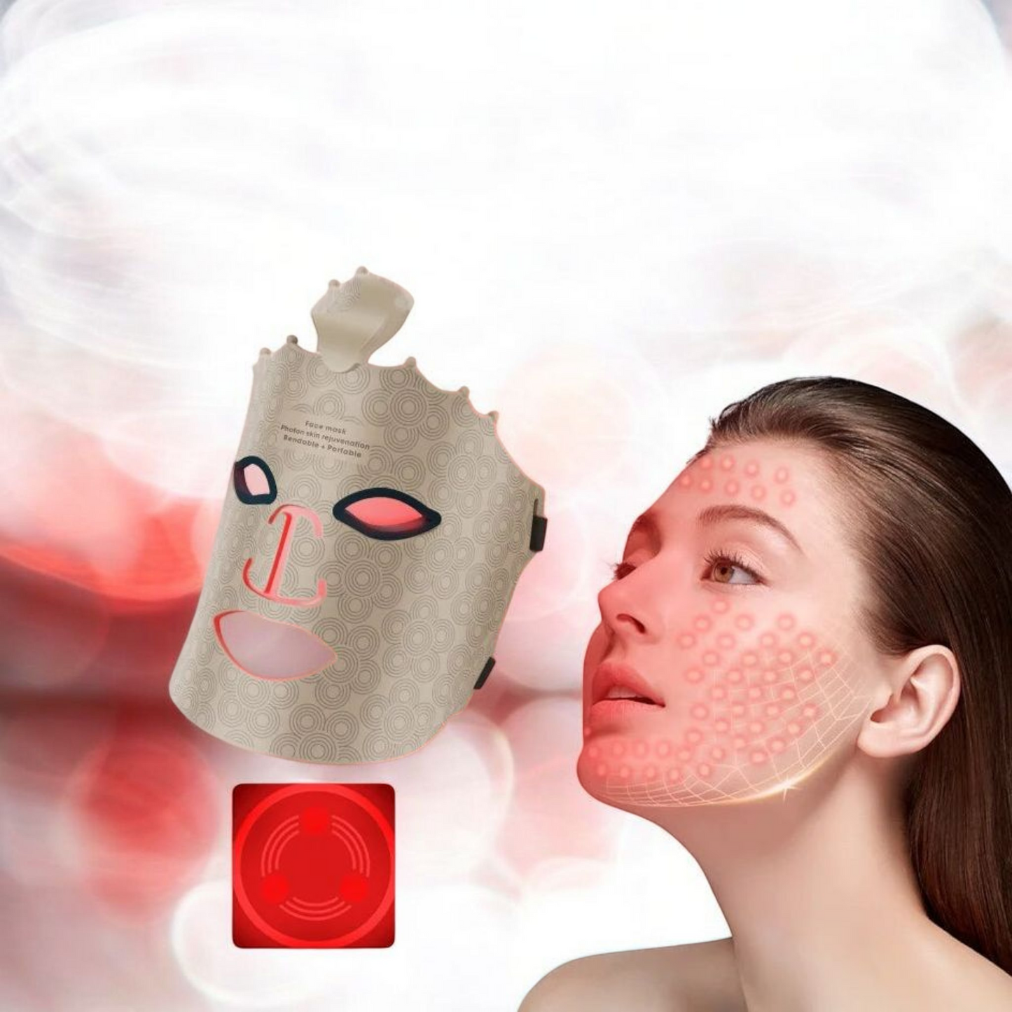 Máscara facial de terapia de luz fotónica de silicona de 7 colores