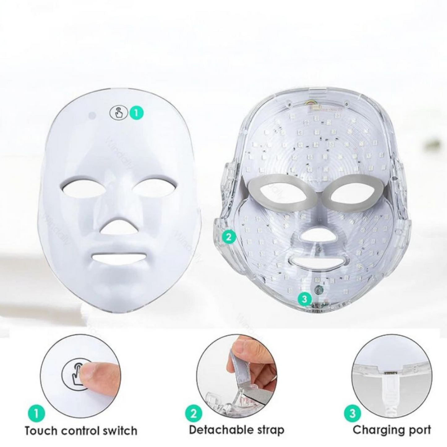 Máscara facial con fototerapia de 7 colores