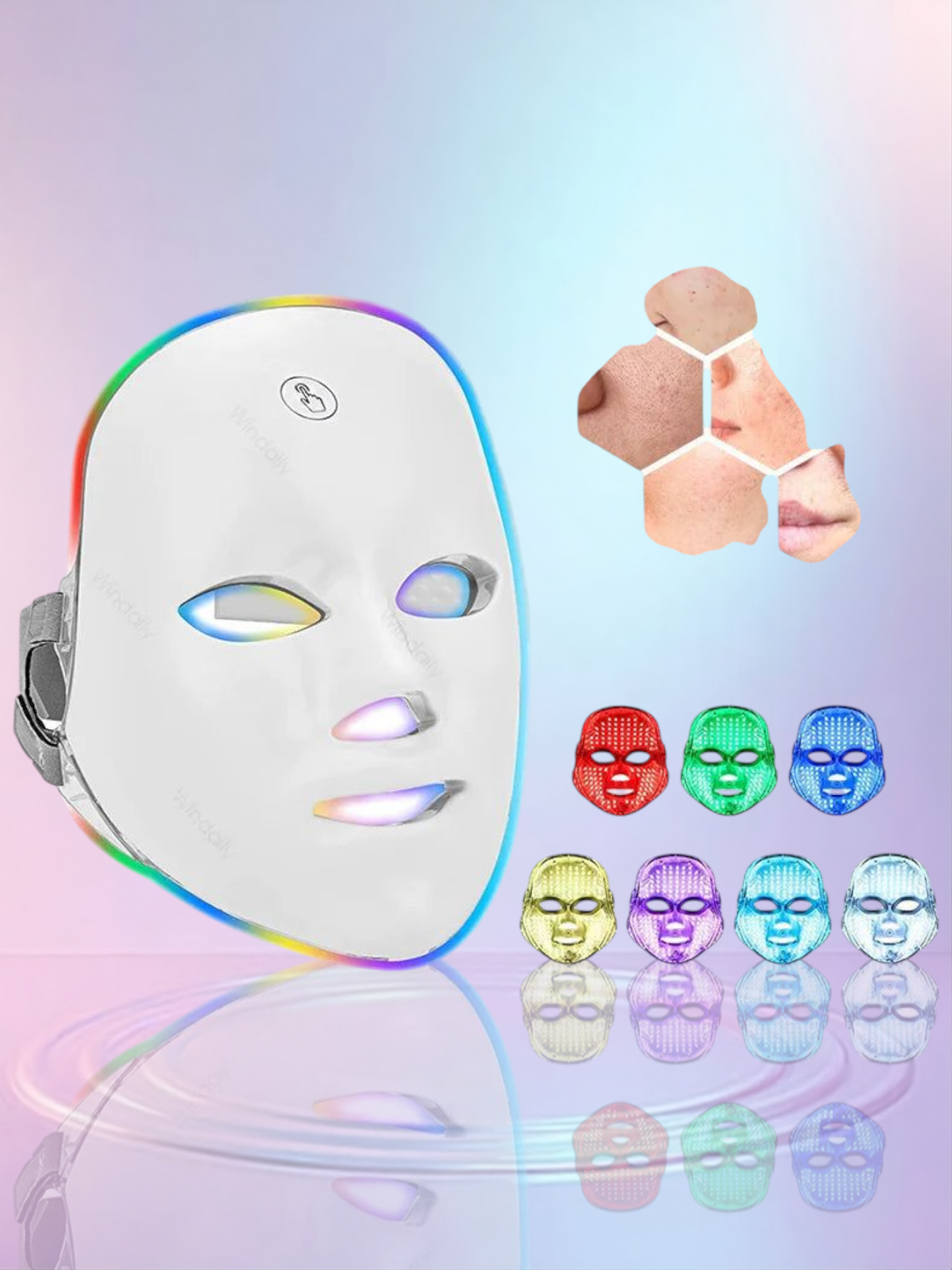 Máscara facial con fototerapia de 7 colores