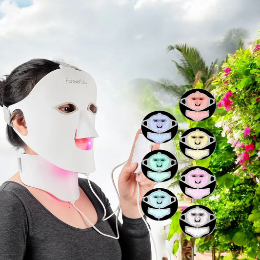 Kit de terapia de luz de silicona de 7 colores para rostro y cuello
